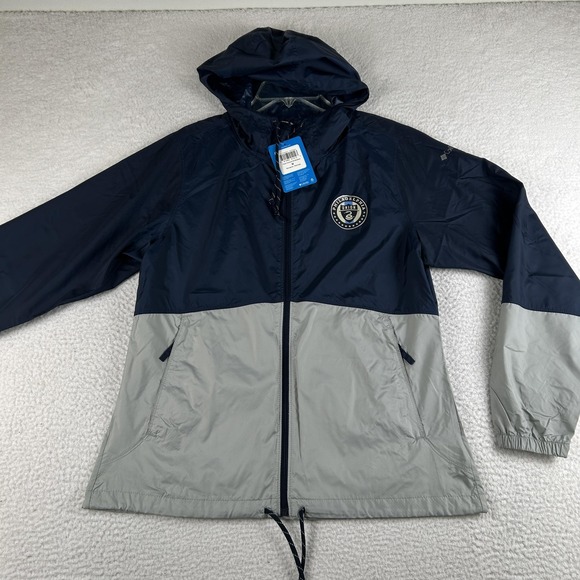 Philadelphia Union Jacket Womens Medium Blue Gray MLS Soccer Windbreaker Hooded - Picture 6 of 15